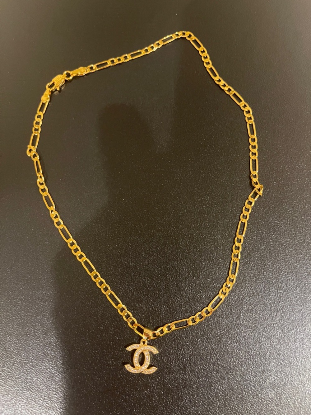 Chanel Gold-Tone Interlocking Logo Pendant And Chain Necklace - Picture 3 of 10